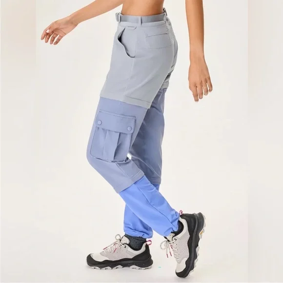Outdoor voices rektrek zip off pants blue‎ grey medium hiking women’s - Picture 2 of 9